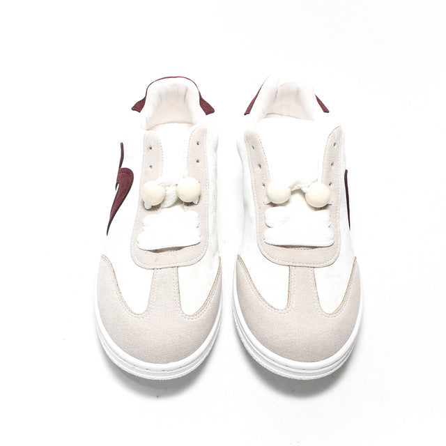 Pom-Pom Lace Chunky Sneakers - White