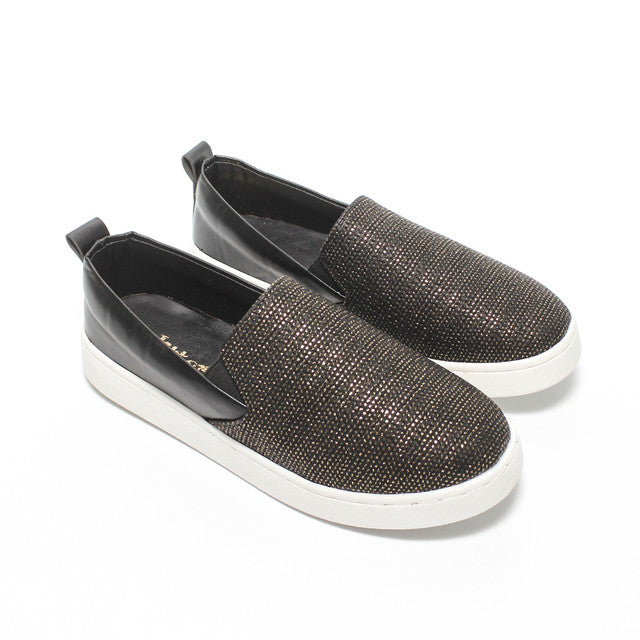 Textured Slip-On Sneakers - Black