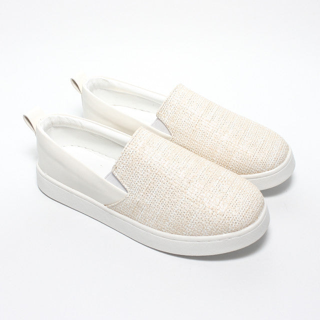 Textured Slip-On Sneakers - White