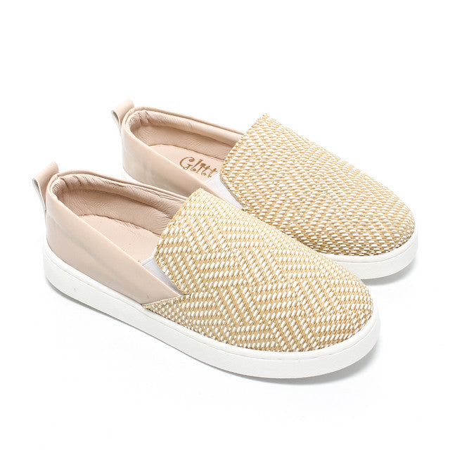 Woven Canvas Slip-On Sneakers - Beige