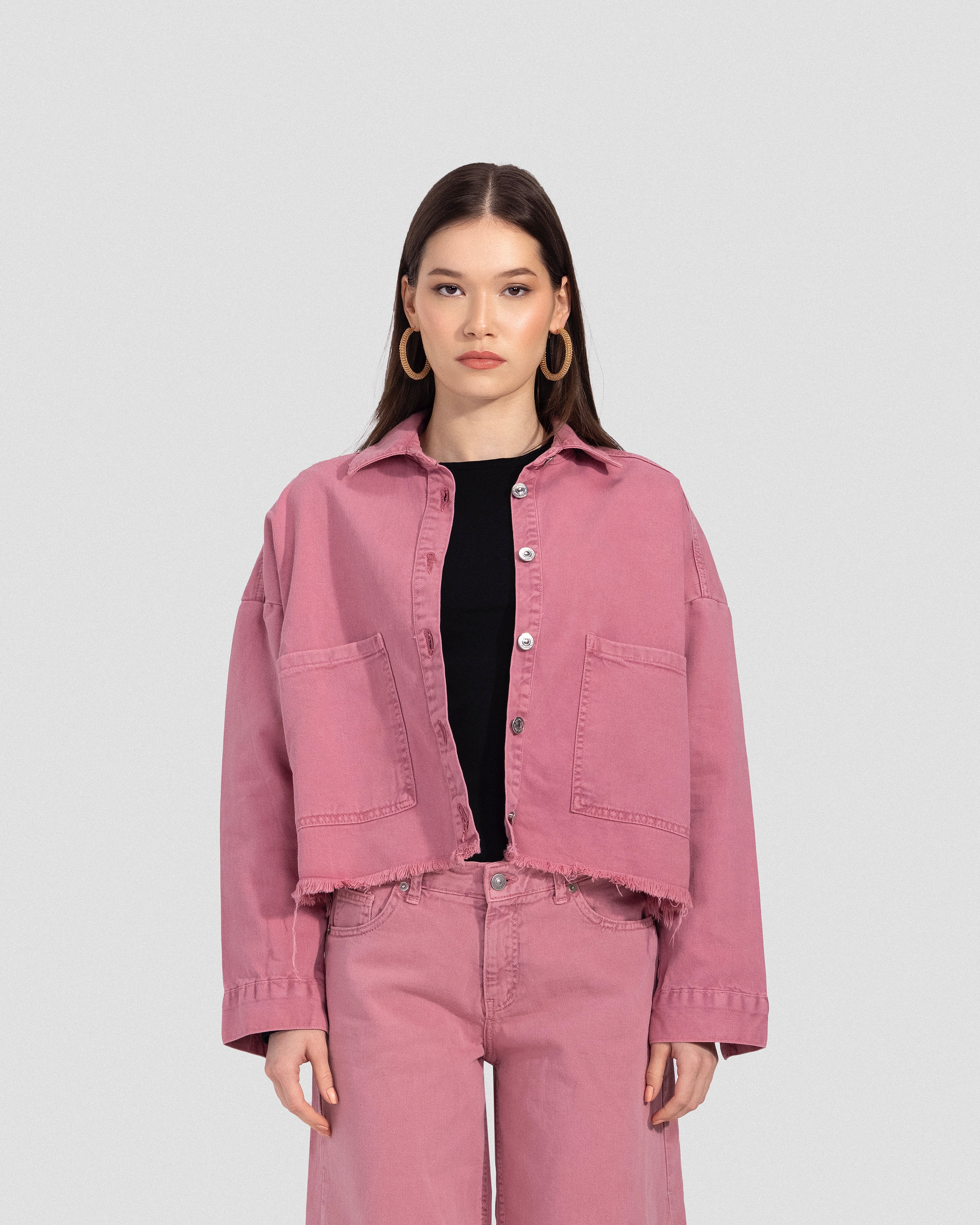 Denim Cropped Jacket - Cashmere