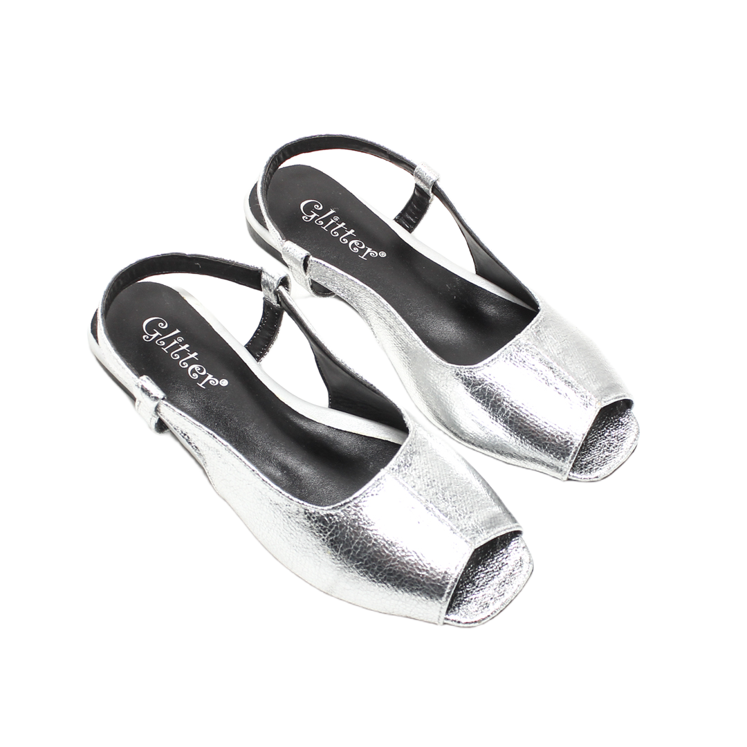 Slingback Flats – Silver