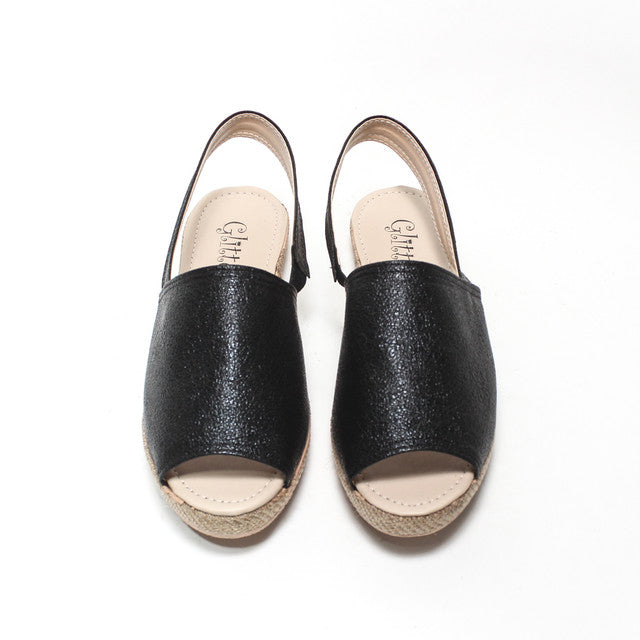 Minimal Slingback Flat Sandals – Black