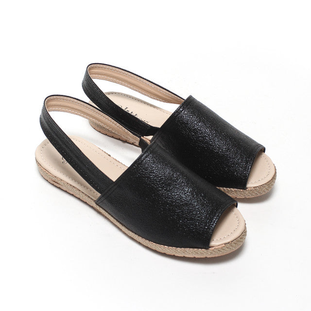 Minimal Slingback Flat Sandals – Black