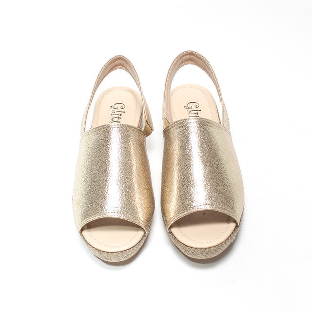 Metallic Slingback Flat Sandals – Gold