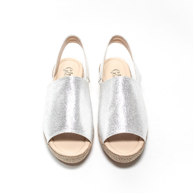 Metallic Slingback Flat Sandals – Silver