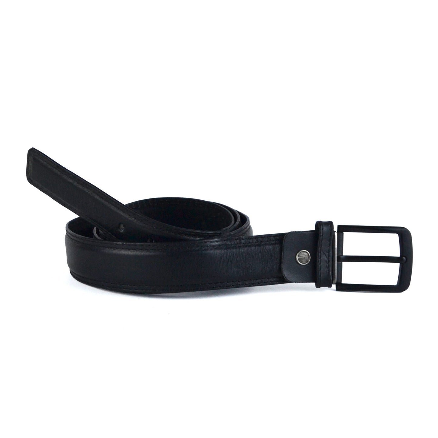 Leather Classic Belt Matte Buckle - Black