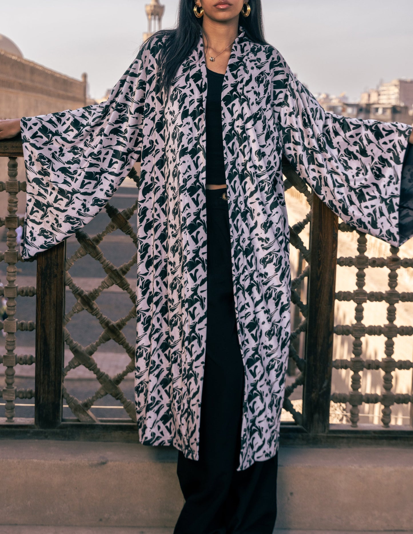 Velvet Abstract Kimono - Multicolor