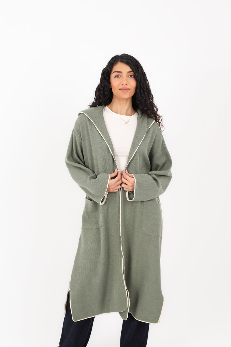 Soft Knit Long Hoodie Cardigan