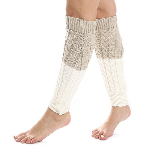 Boot Socks Cuffs - Beige & White