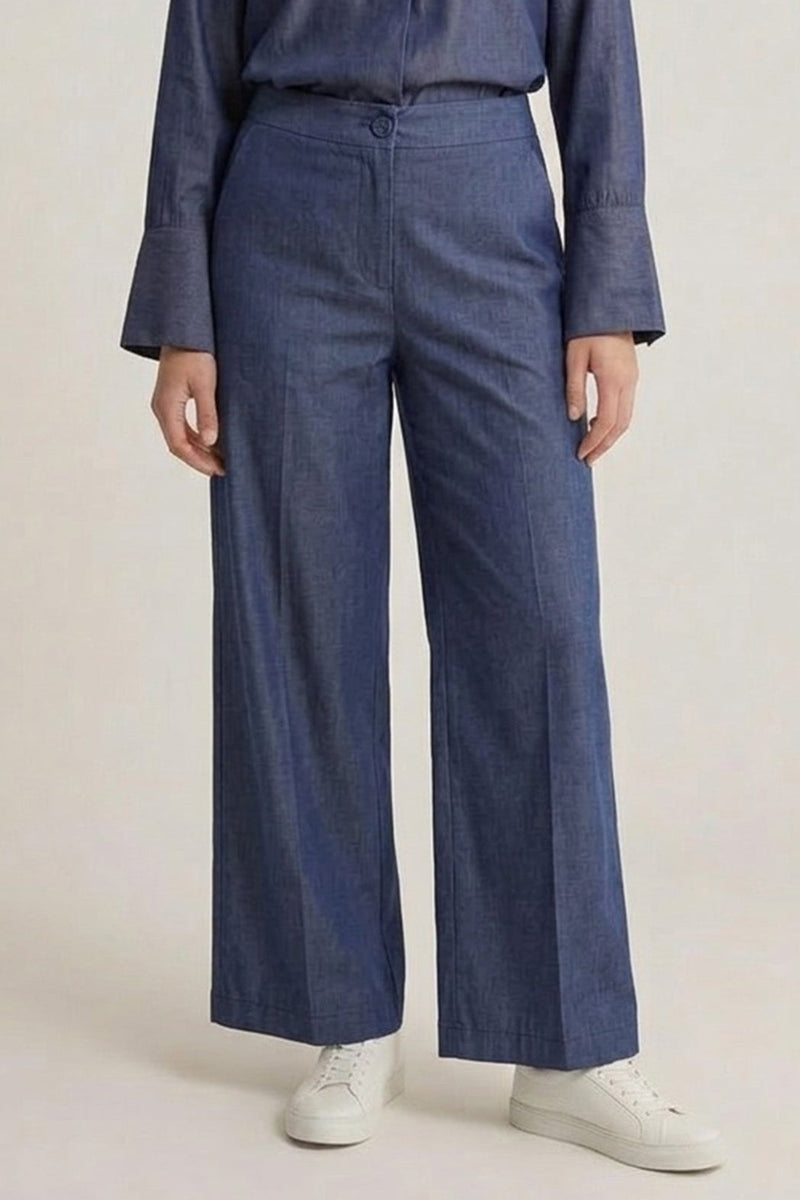 Solid Wide-Leg Pants – Navy