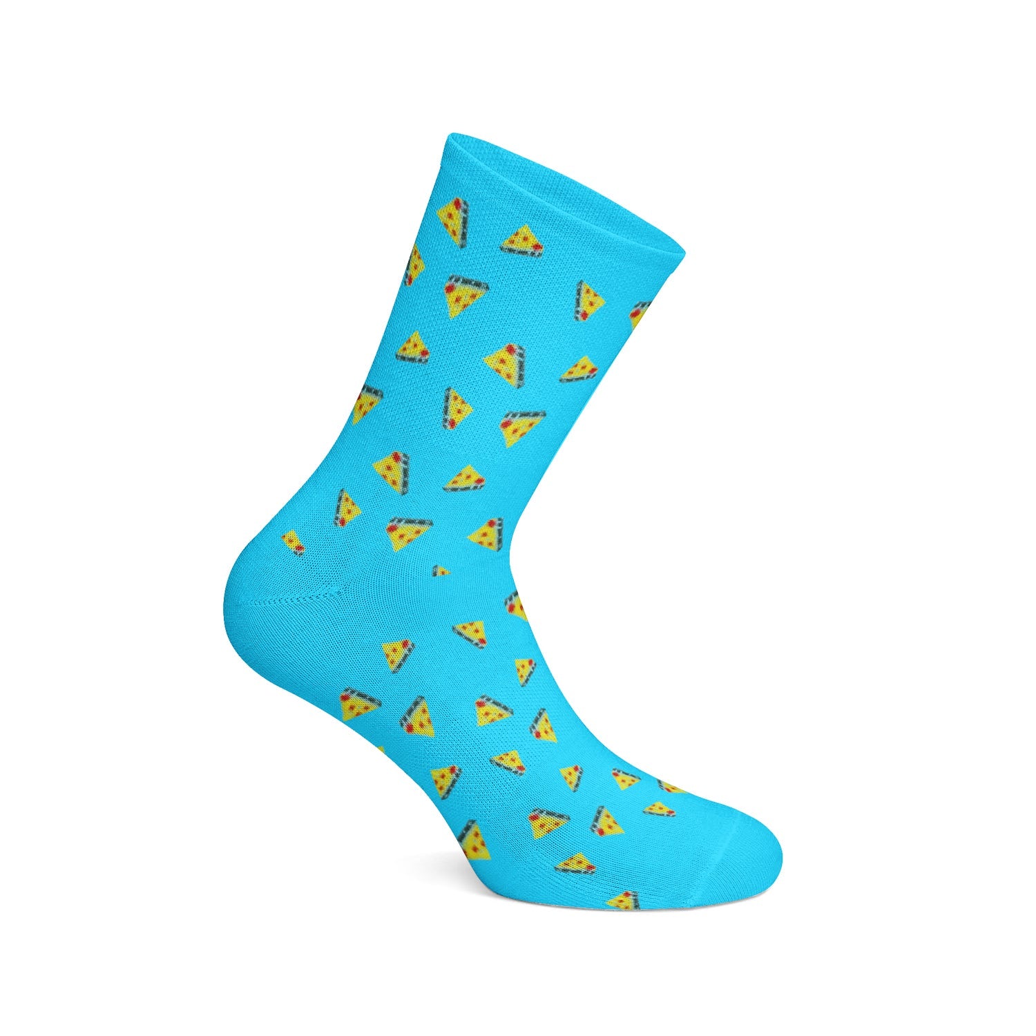 Cotton Pizza Print Crew Socks – Blue