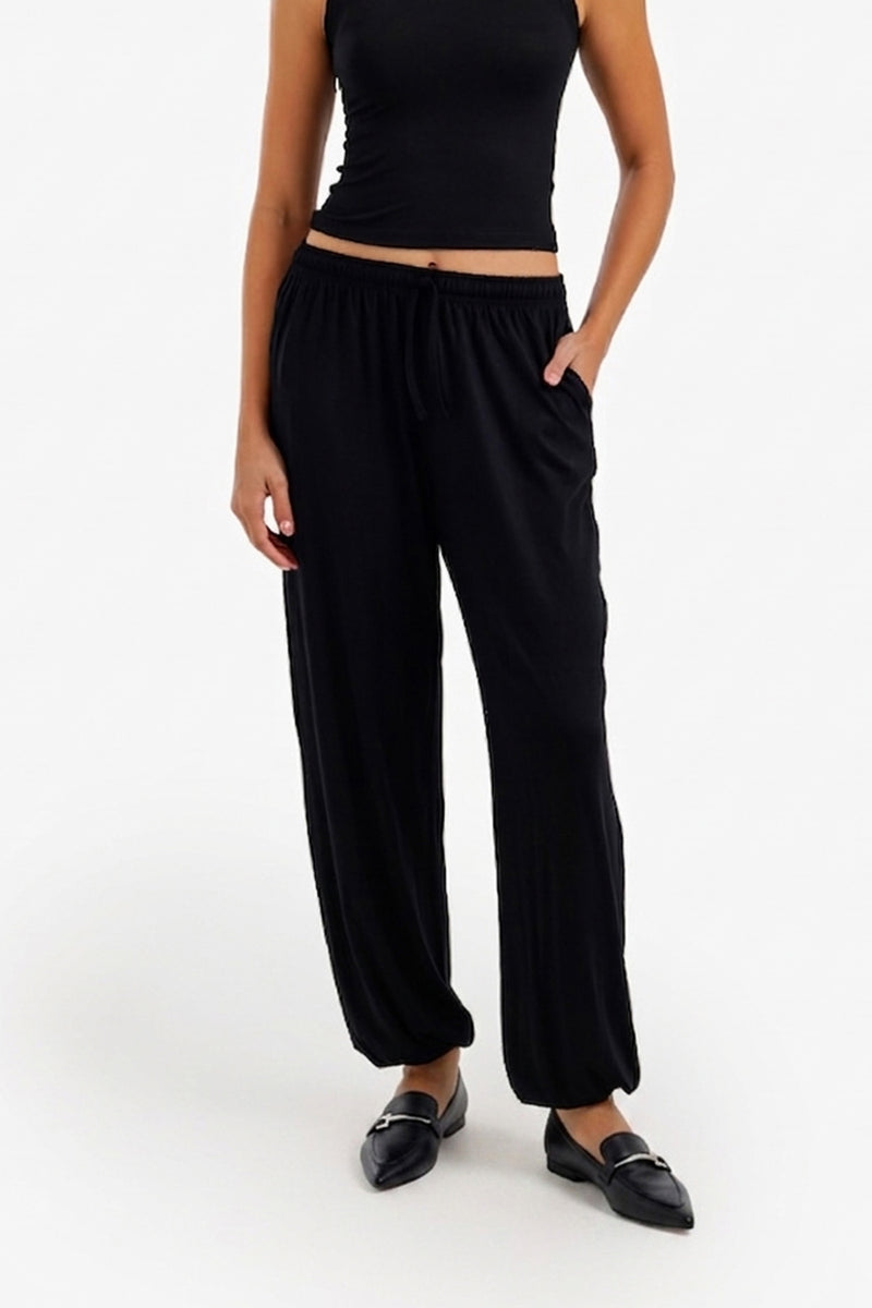 Carrot-Leg Lounge Pants - Black