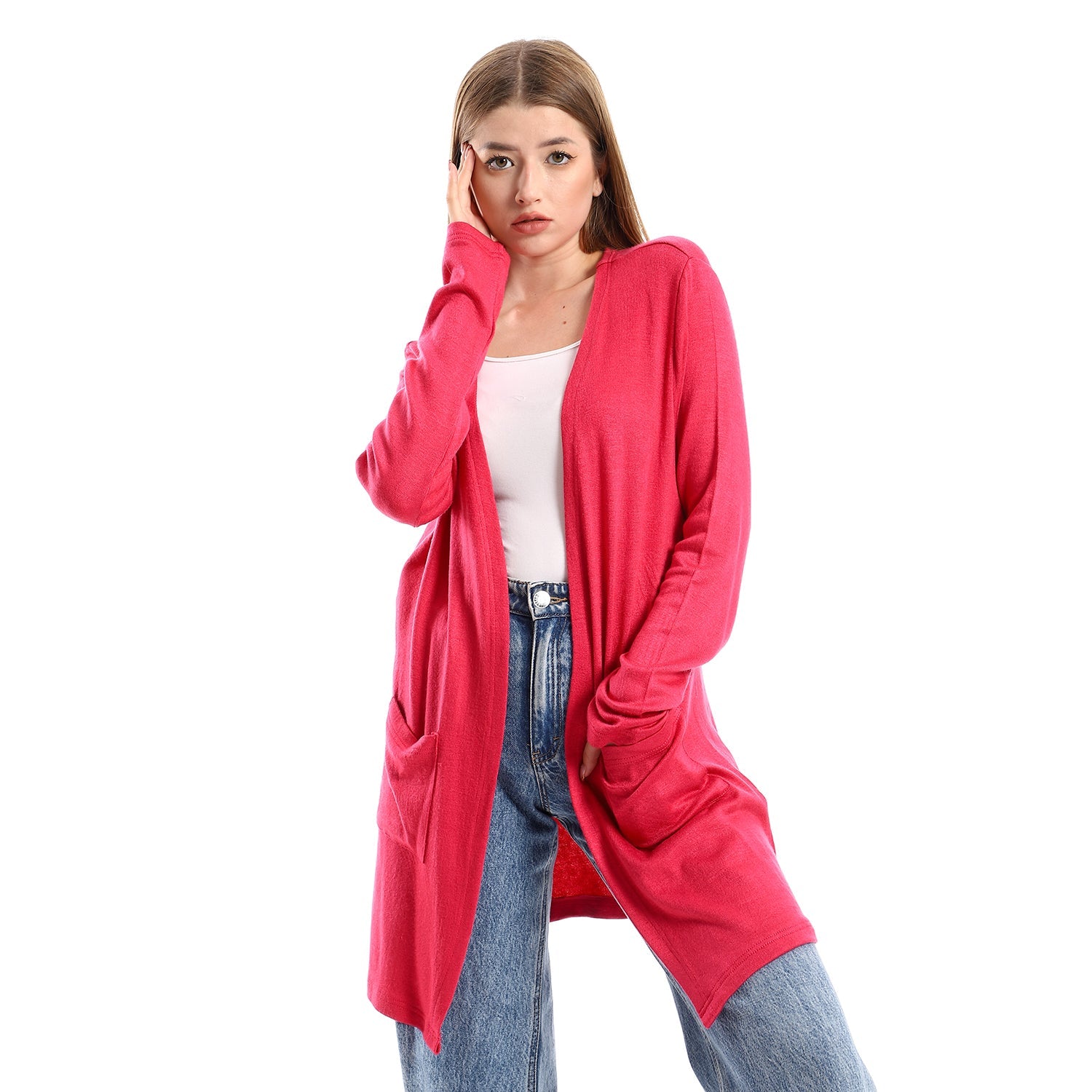 Jamila Women Long Sleeves Cardigan With Front Down Pockets