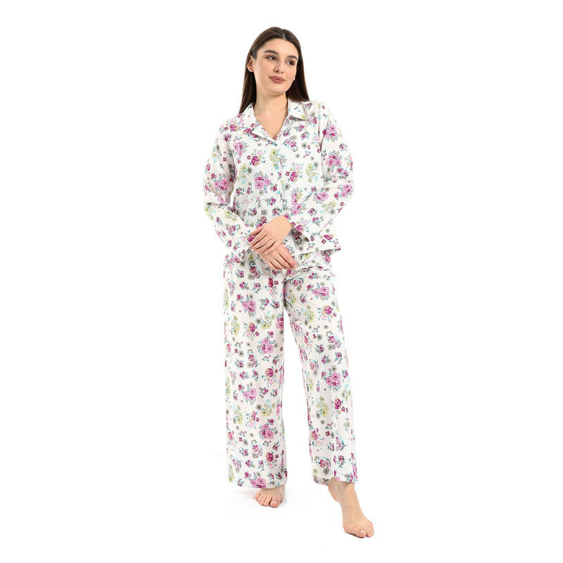 Long-Sleeved Floral Pyjama Set - Multicolor