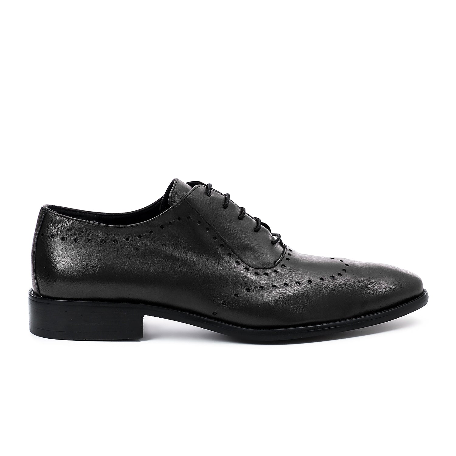 Leather Classic Lace-Up Oxford Shoes - Black