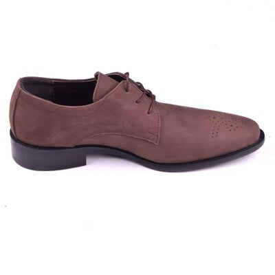 Genuine Leather Formal Lace-Up Shoes - Brown