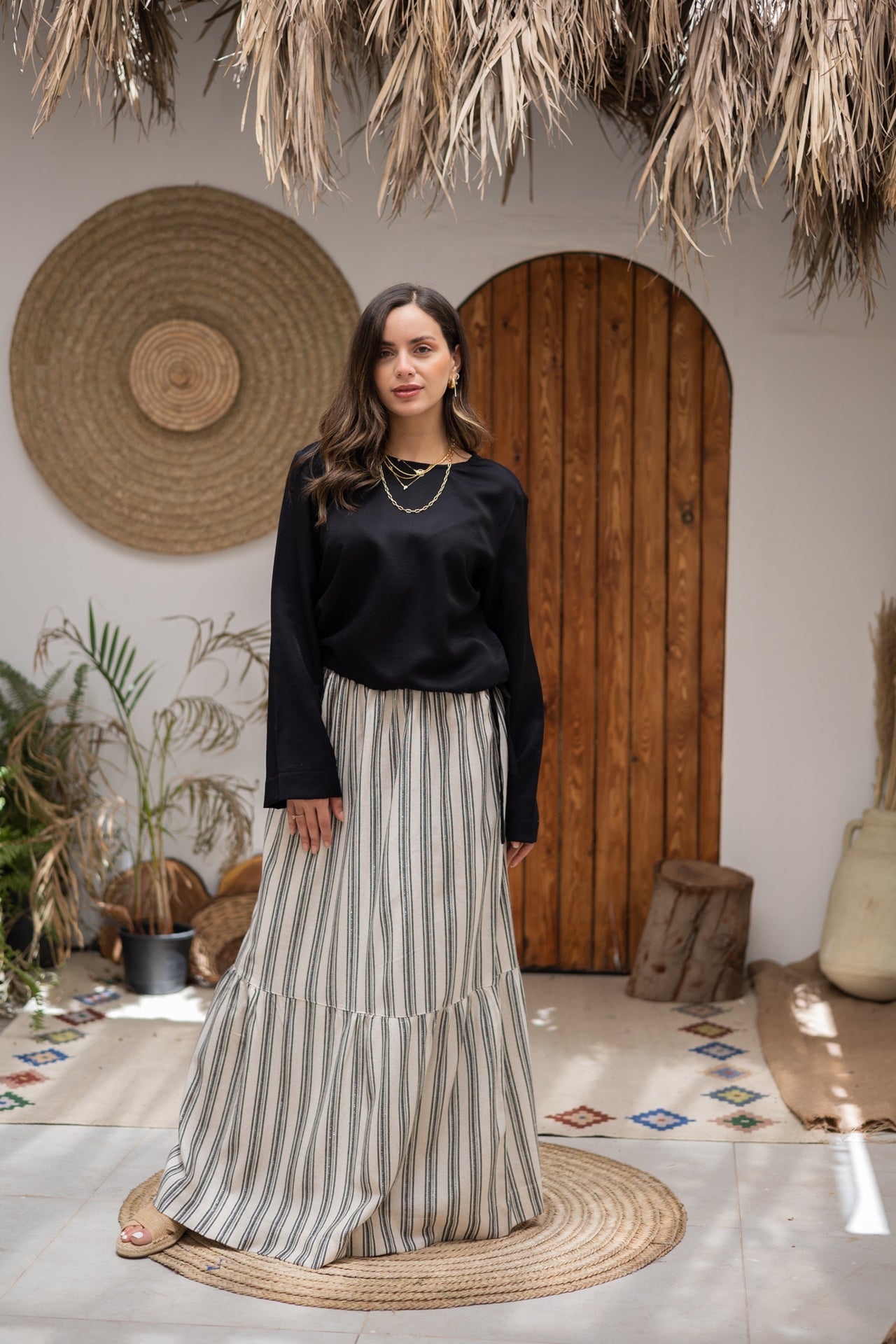Linen Striped Skirt