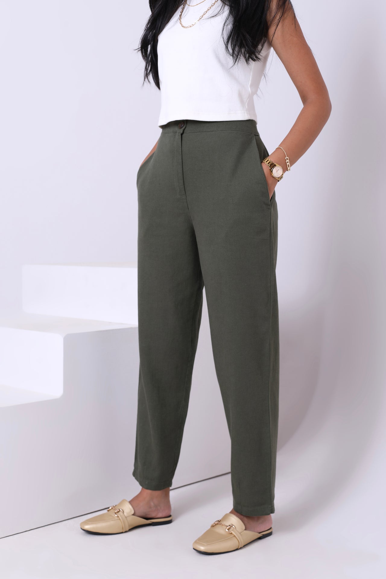 Linen Pants With Zipper