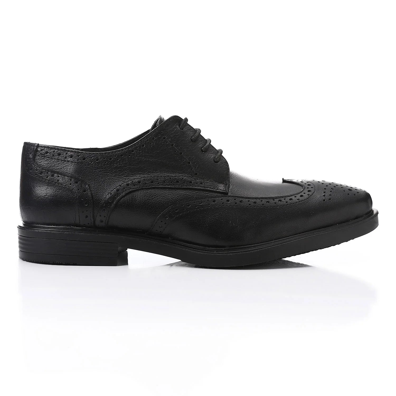Leather Wingtip Lace-Up Shoes – Black