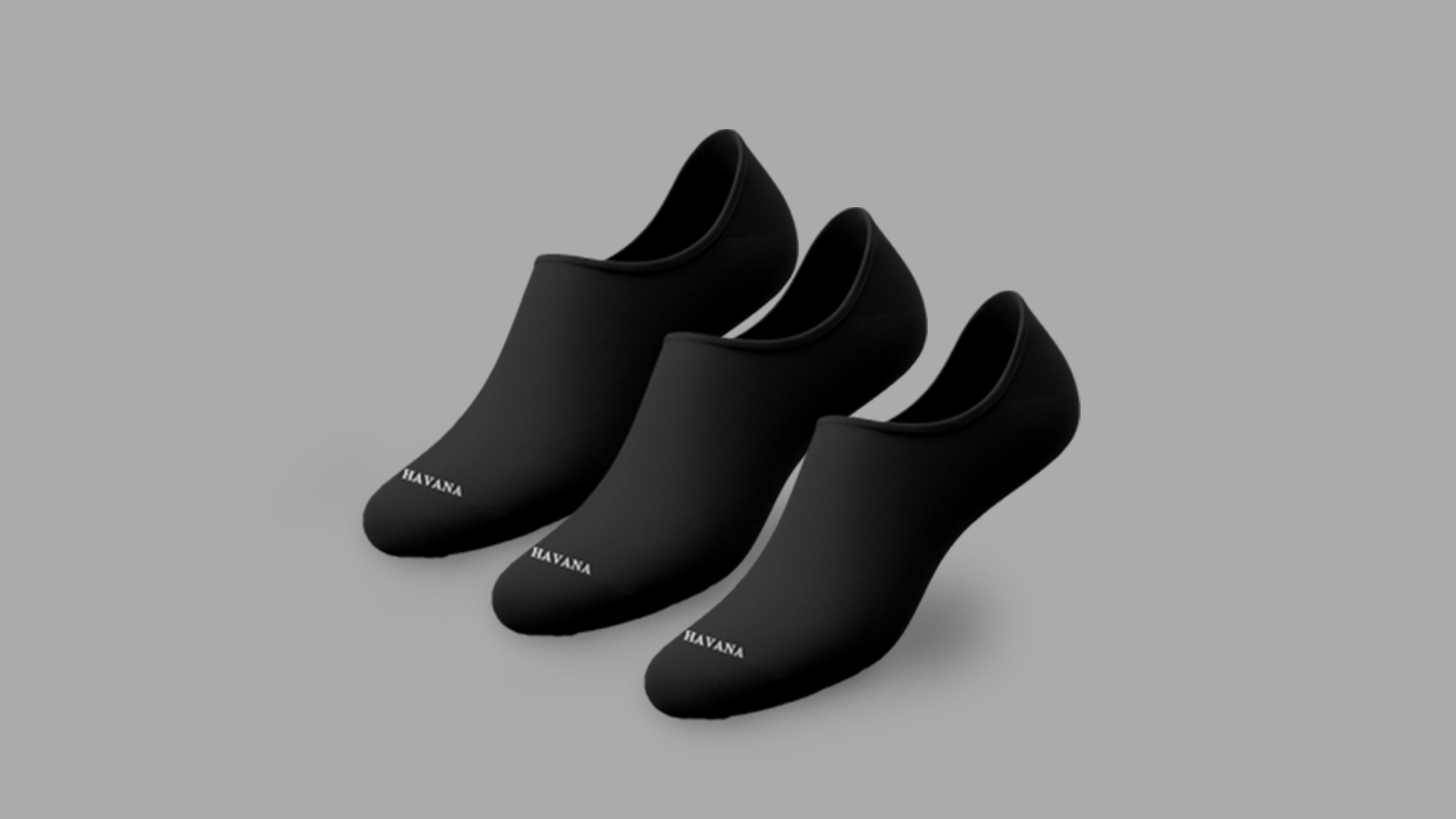 Cotton Invisible Athletic Socks Set of 3 - Black
