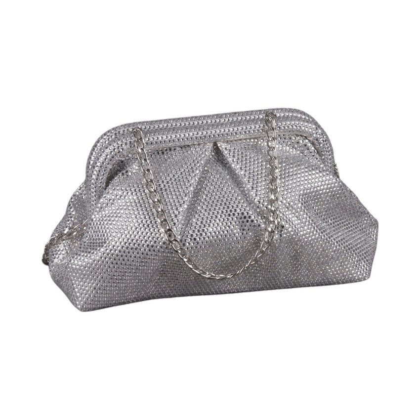 Rhinestone Studded Soiree Handbag – Silver