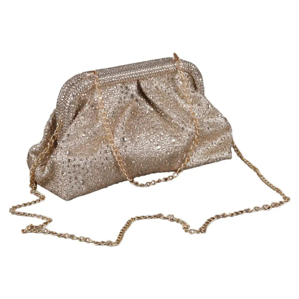 Rhinestone Studded Soiree Handbag – Gold