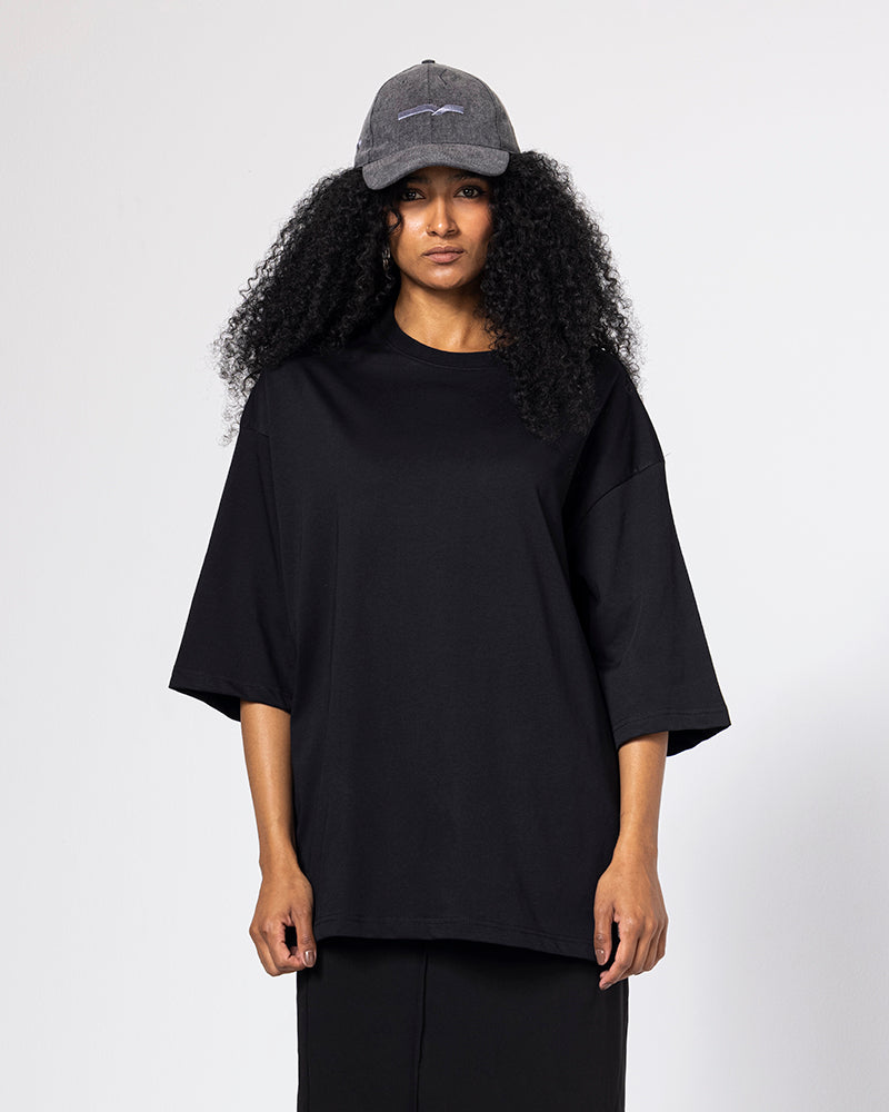 Cotton Basic Black Tee - Black