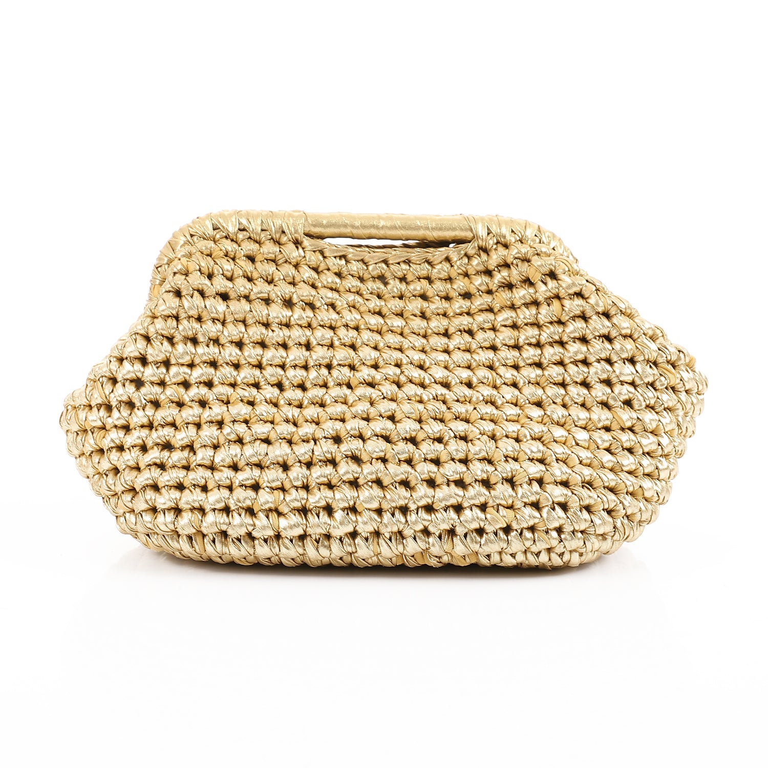 Woven Synthetic Clutch Bag – Gold