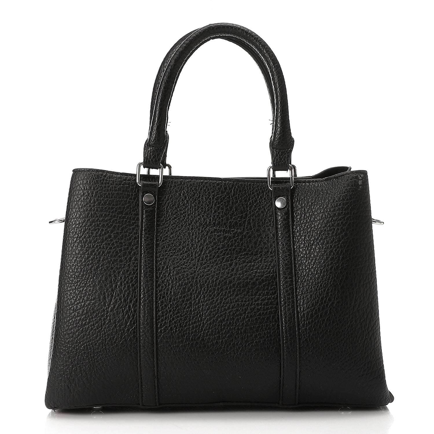 PU Pebbled Structured Tote Bag – Black (4184)