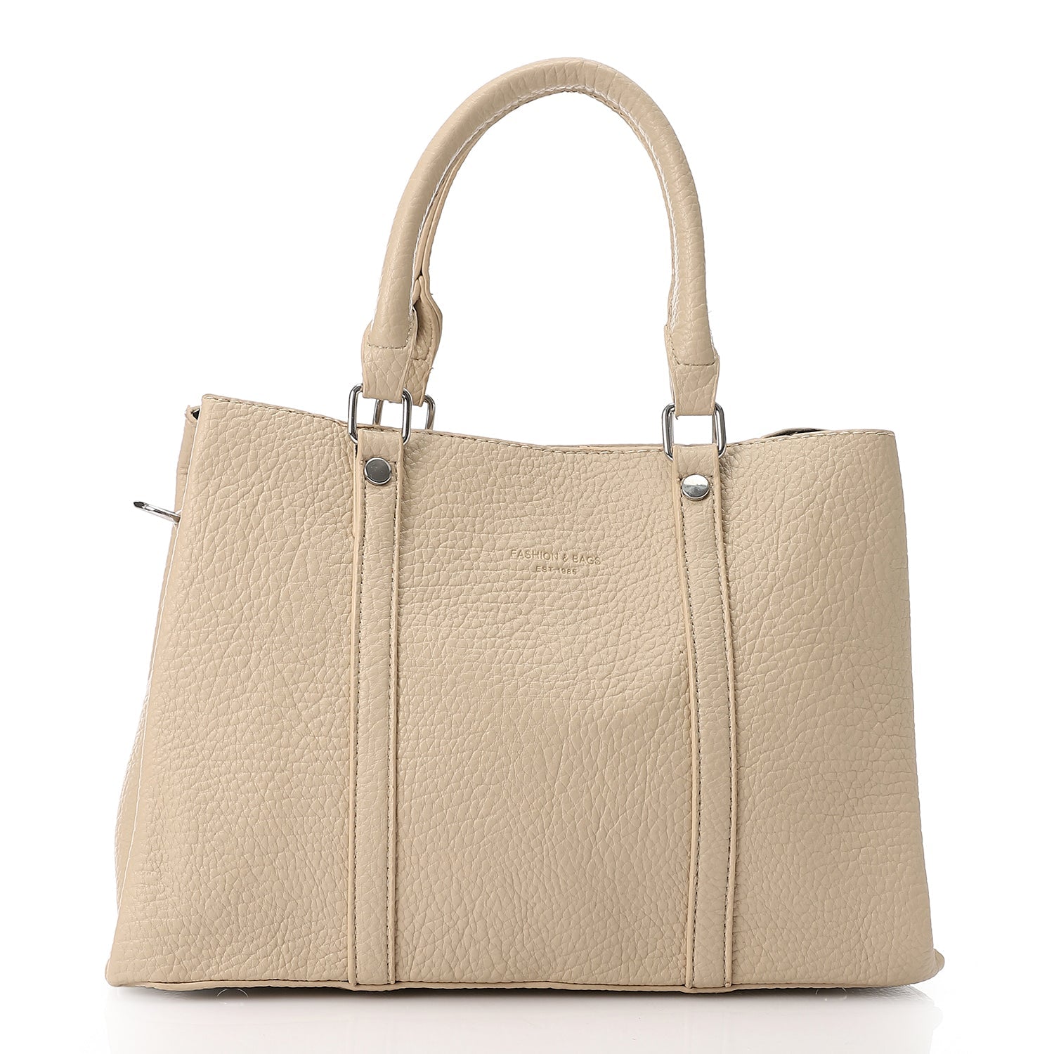 PU Pebbled Structured Tote Bag – Beige (4184)