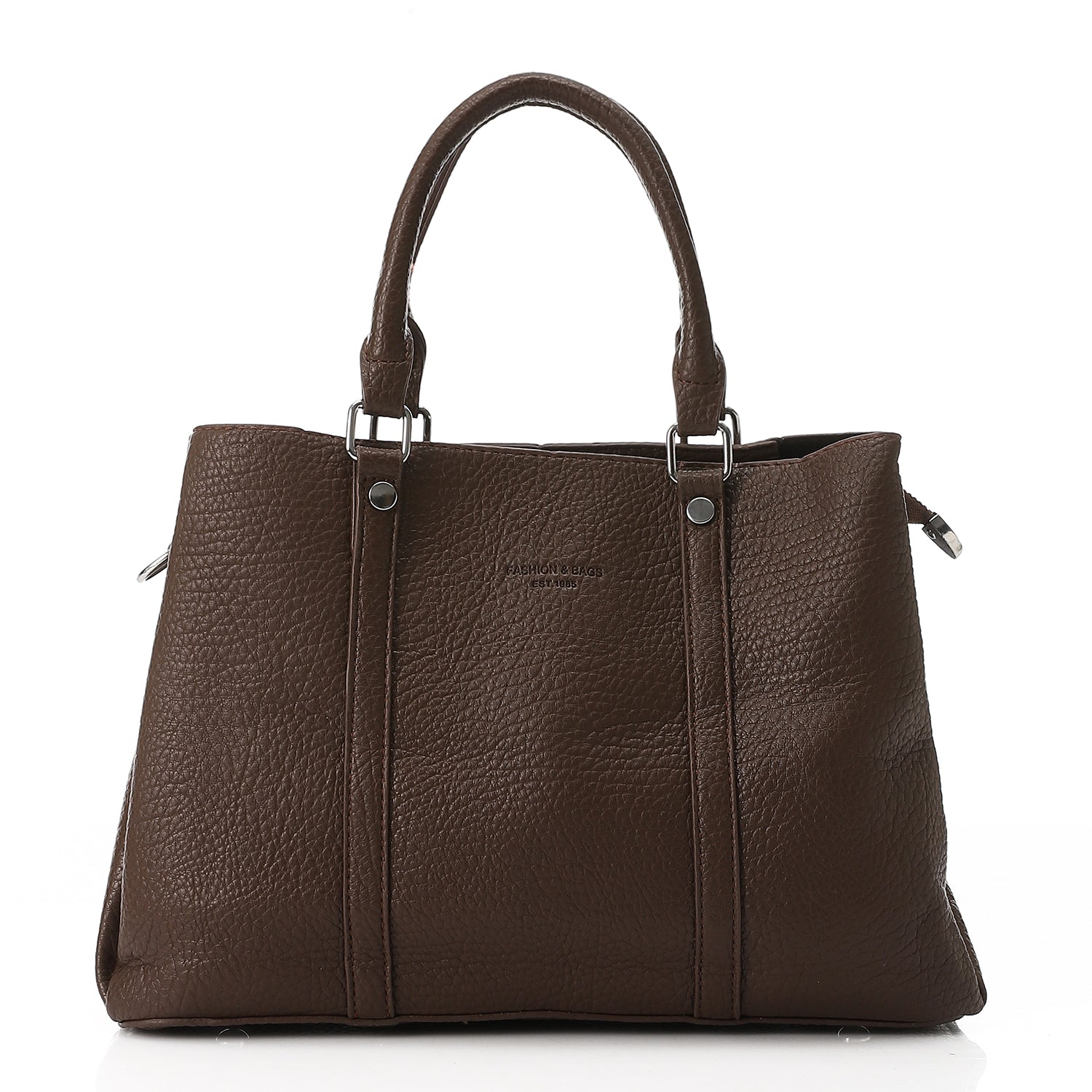 PU Pebbled Structured Tote Bag – Brown (4184)