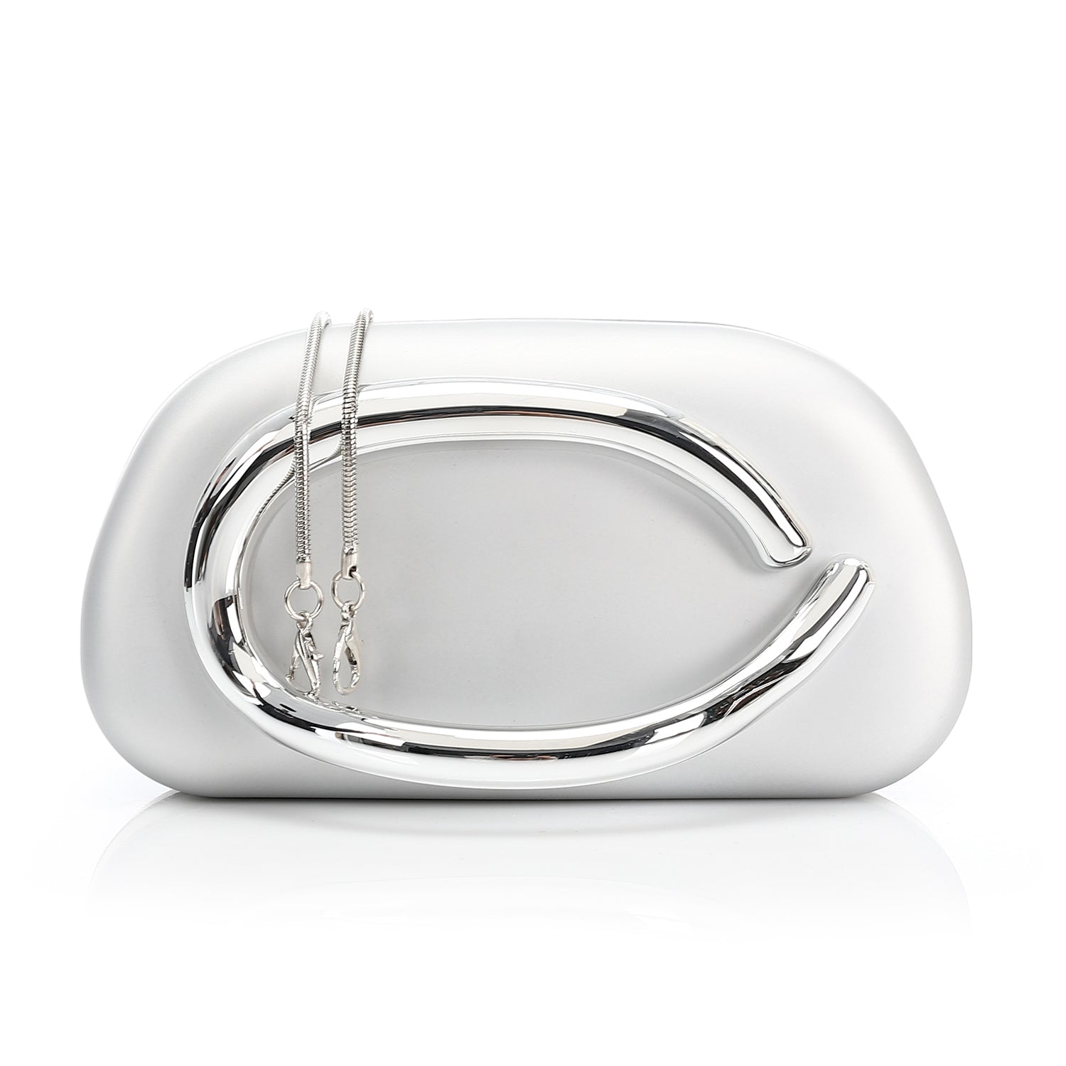 Statement Handle Clutch - Silver