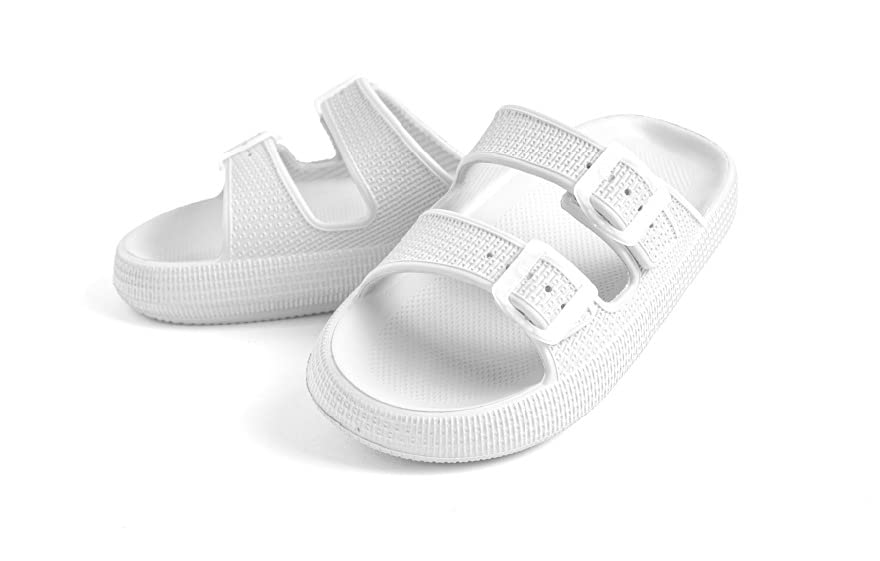 EVA–PVC Solid Slippers – White