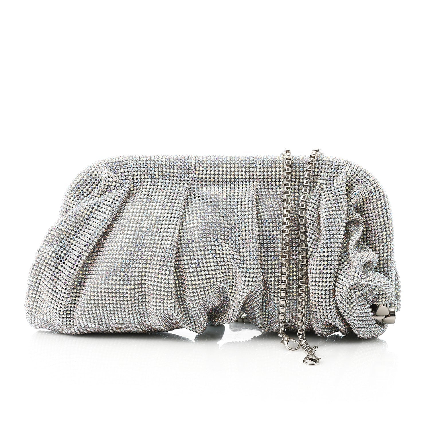 Midnight Sparkle Ruched Clutch - Silver