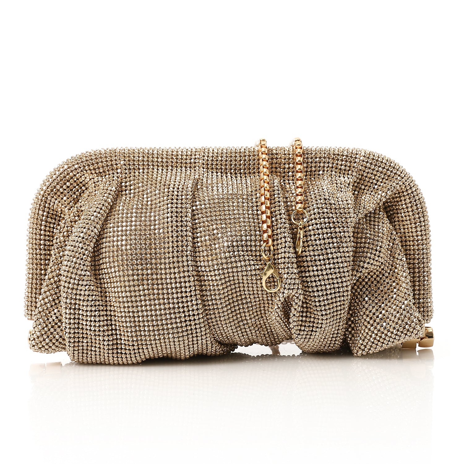 Midnight Sparkle Ruched Clutch - Gold