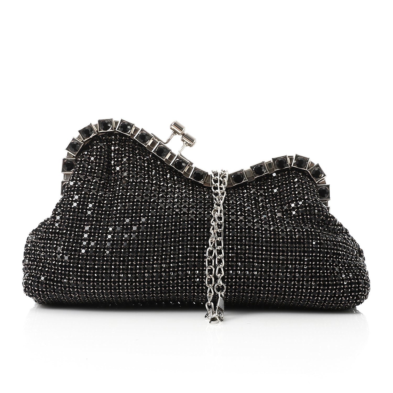 Starlight Crystal Curve Clutch - Black