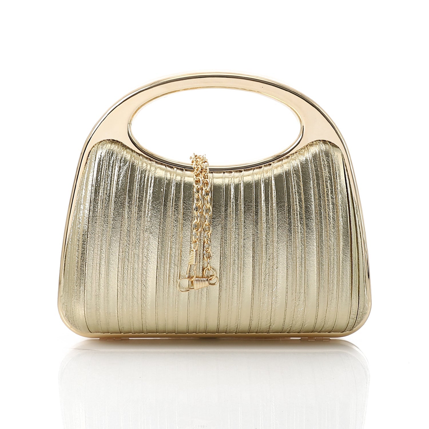 Metallic Pleated Handbag - Gold