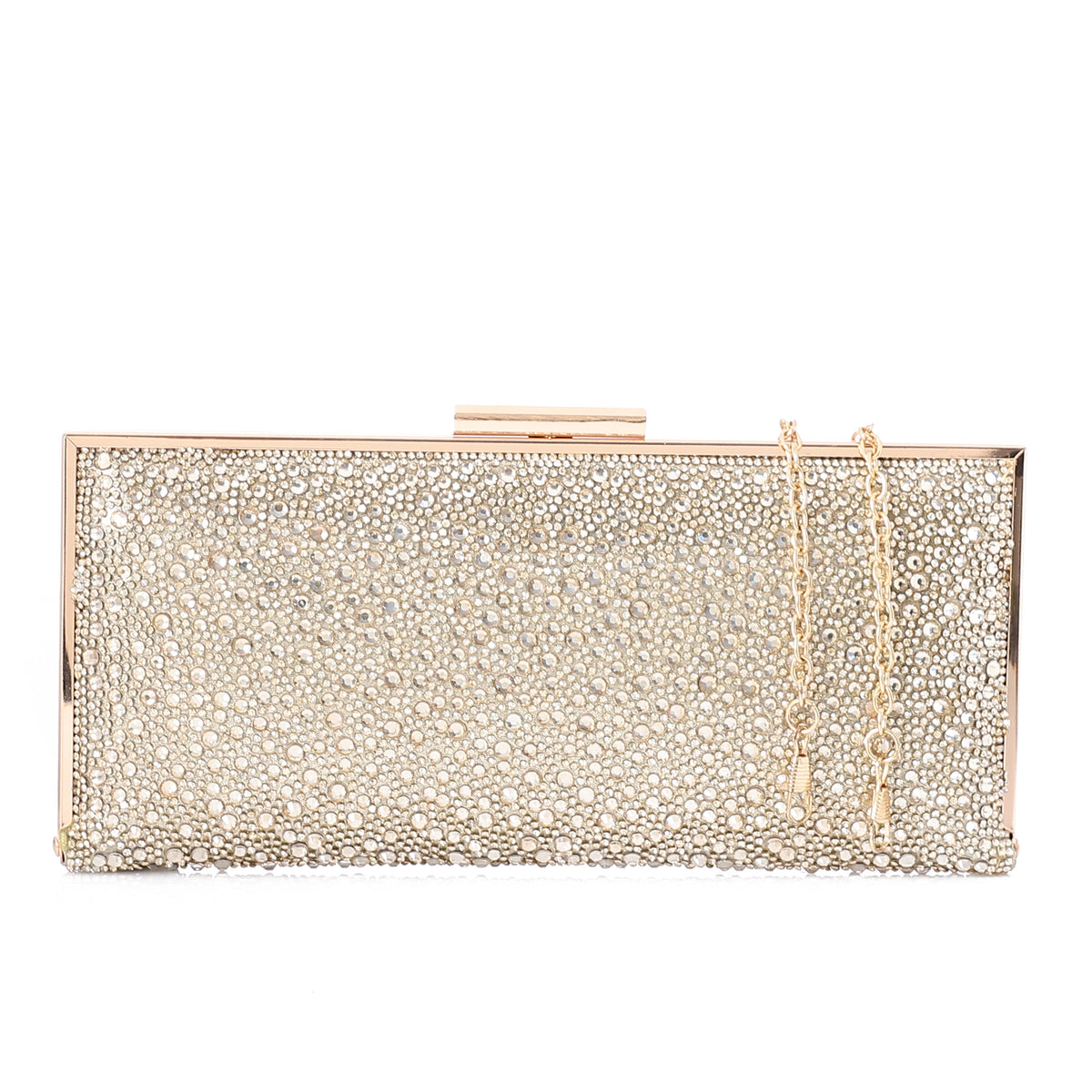Rhinestone Clasp Evening Clutch Bag – Gold