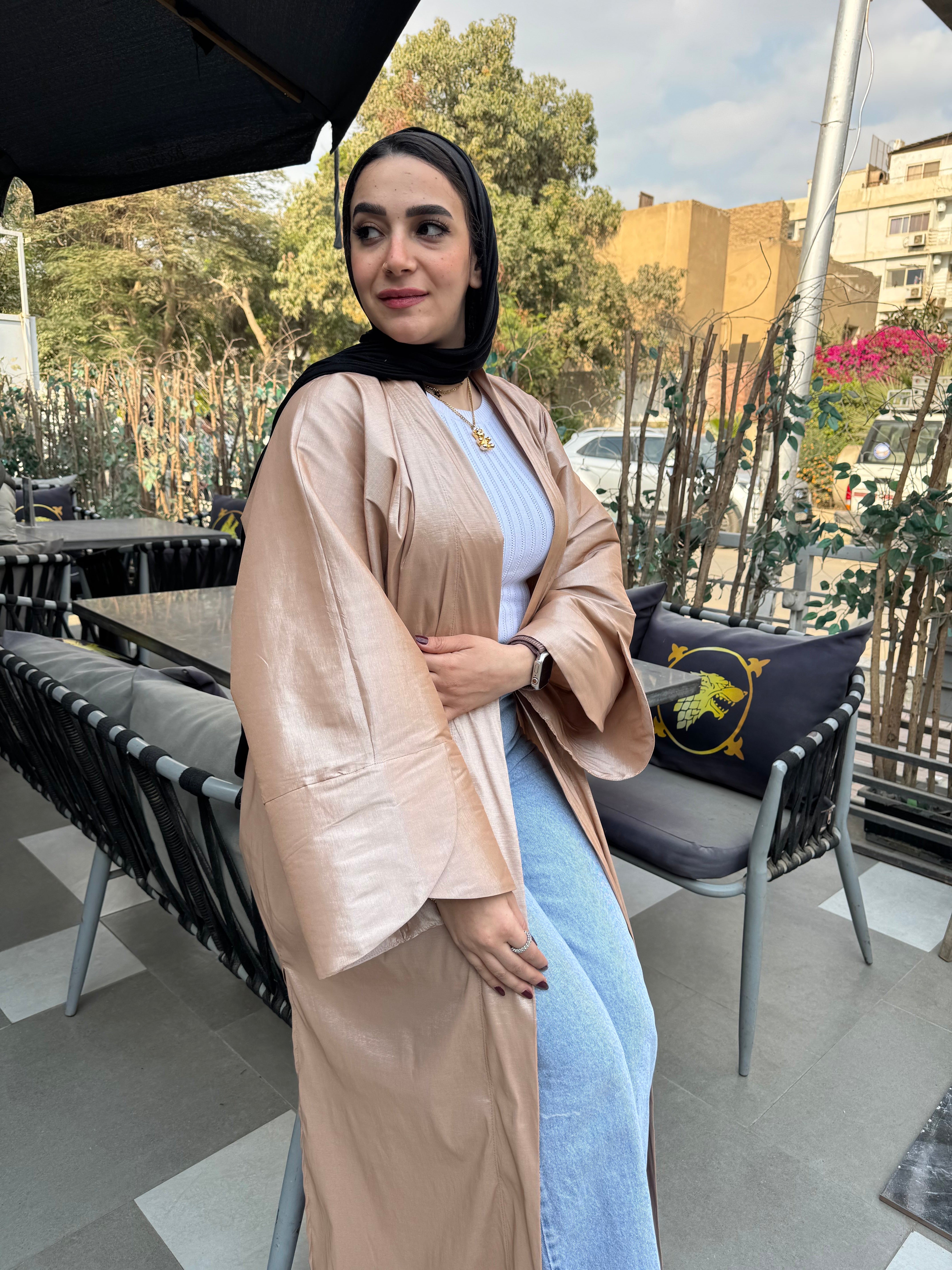 Metallic Satin Solid Kaftan – Metallic Pink