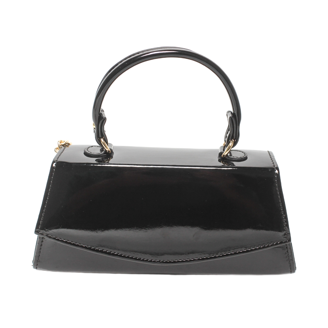 Chain Handle Hand Bag - Black