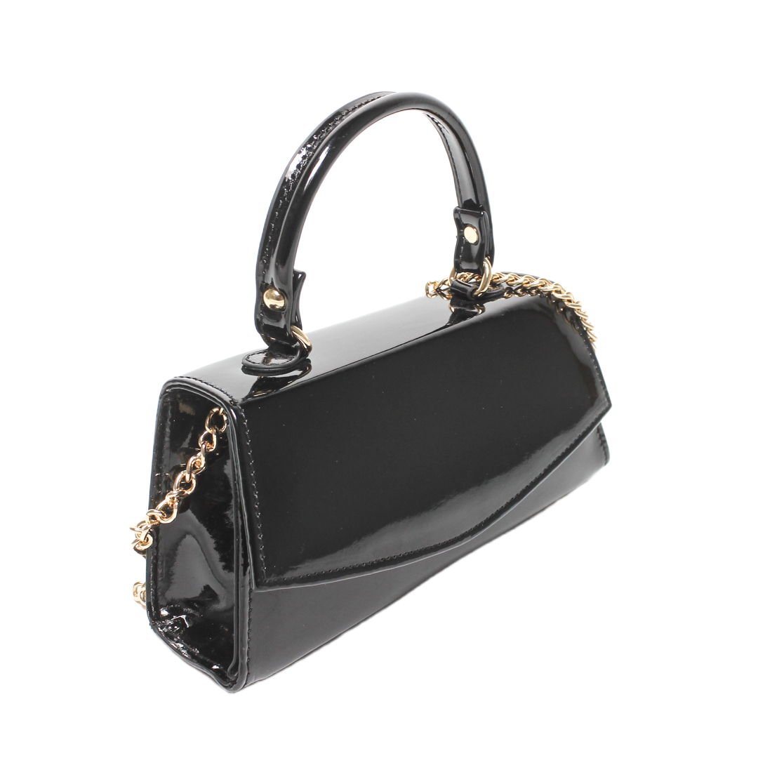 Chain Handle Hand Bag - Black