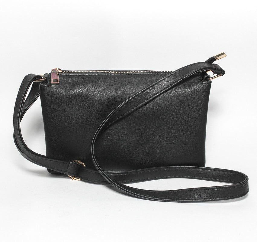 Women Hand Bag with Cross Hand - Black