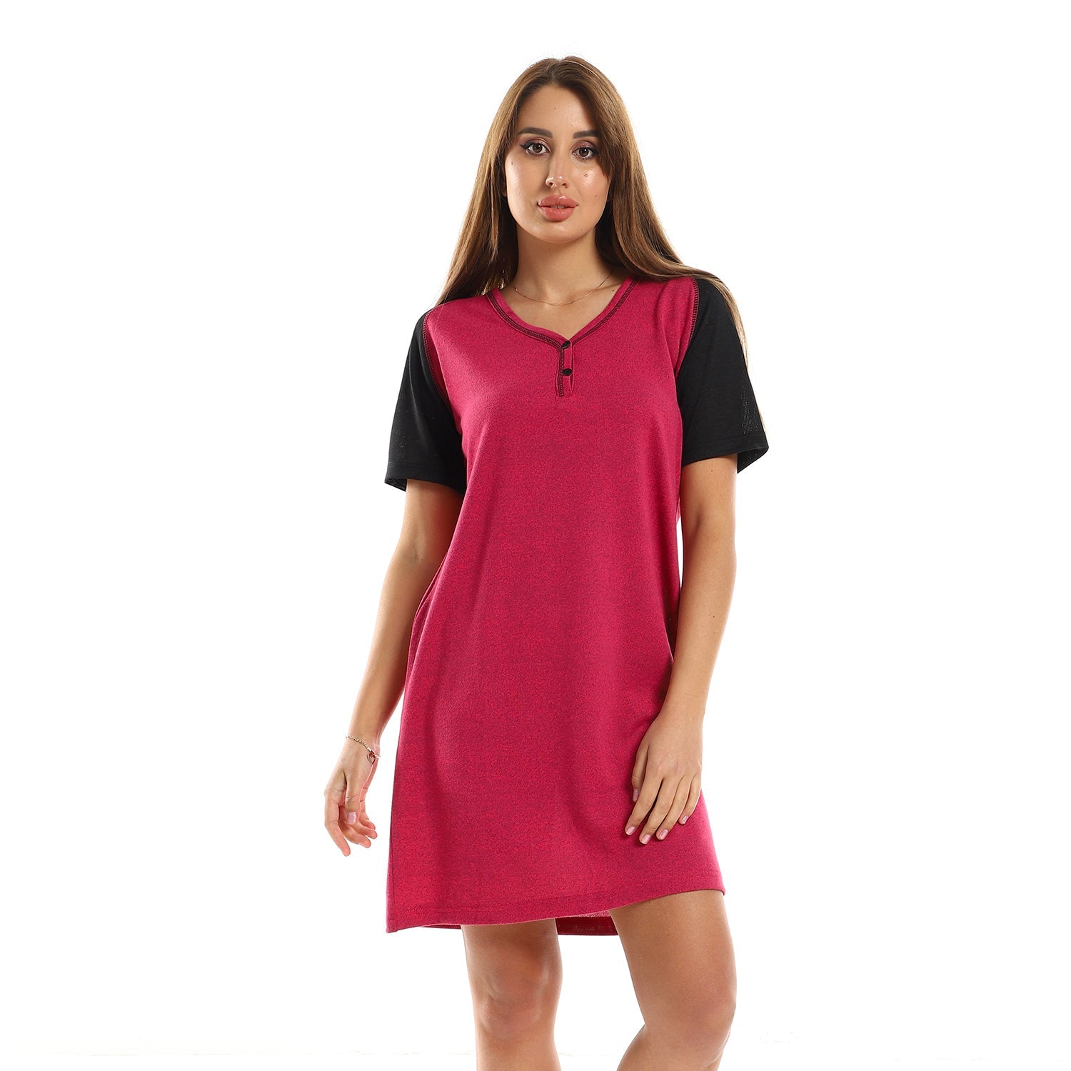 kady Odd Sleeves Sleepshirt Heather Reddish Fuchsia & Black women