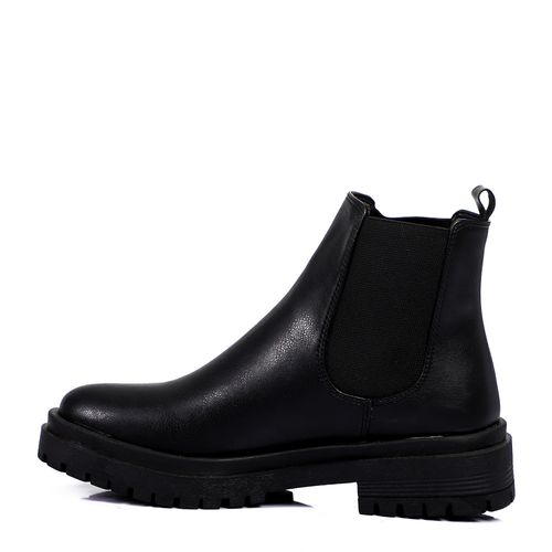 Faux Leather Classic Chelsea Boot - Black