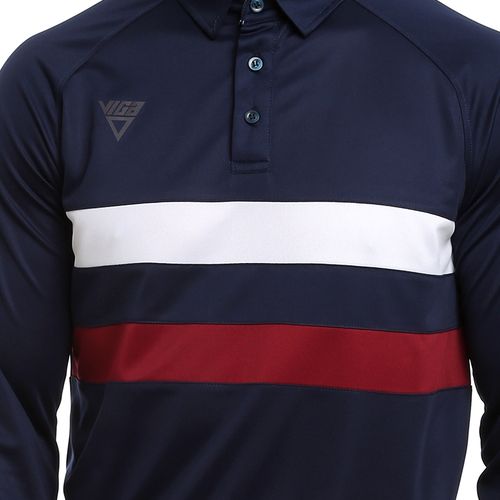 Polyester Colorblock Long Sleeve Polo Shirt