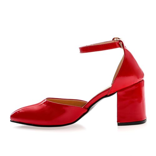 Fayx Leather Heeled Shoes - Red