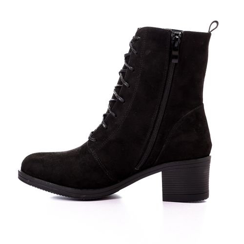 Faux Suede Leather Half Boots - Black