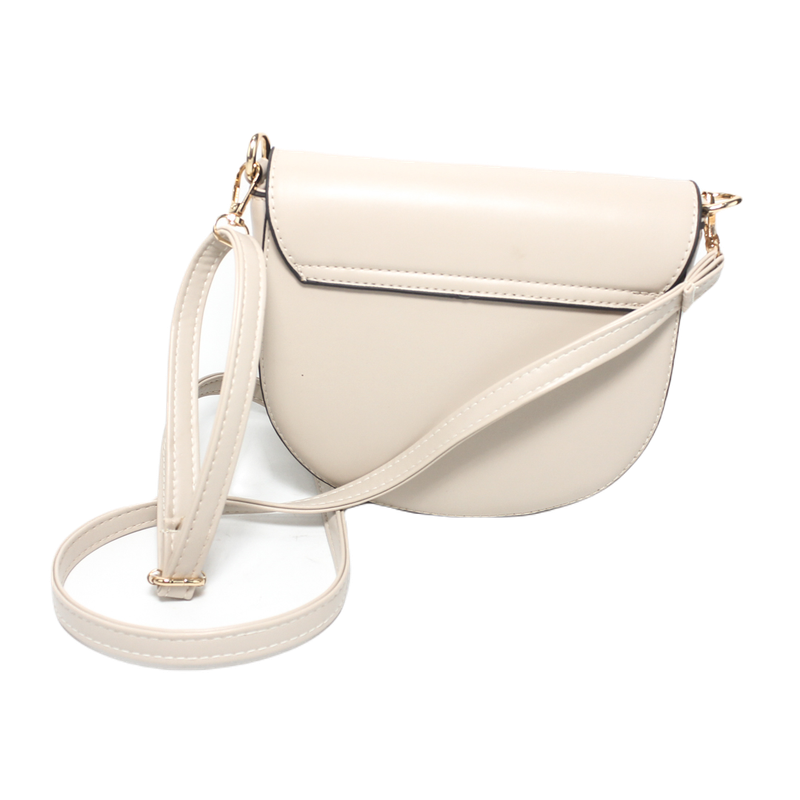 Faux Leather Flap Crossbody Bag – Off White