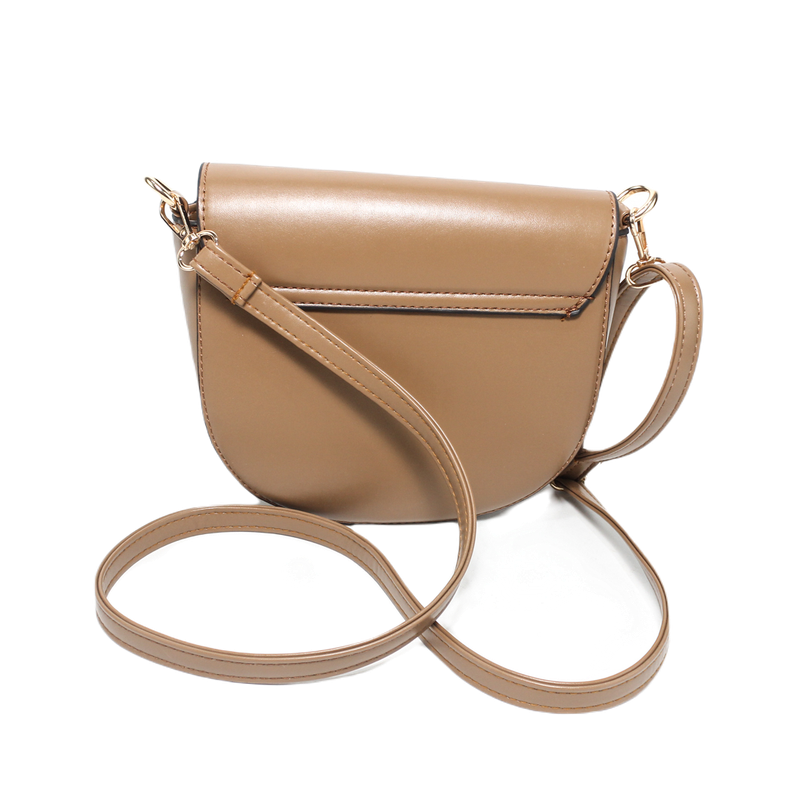 Faux Leather Flap Crossbody Bag – Light Brown